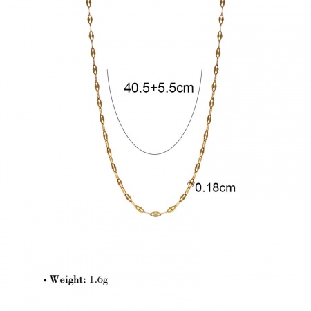 Immagine di Collana All'Ingrosso, Catena delle Labbra 18K Vero Oro Placcato 304 Acciaio Inossidabile, Unisex Placcatura Sottovuoto PVD Ecologica Impermeabile Anti-Ossidante Ipoallergenico Semplice Minimalista Regalo Gioielli Per Rivenditore, 40.5cm Lunghezza, Dimensione della Catena: 1.8mm, 1 Pz