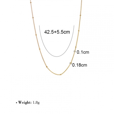 Immagine di Collana All'Ingrosso, Catena a Cavo 18K Vero Oro Placcato 304 Acciaio Inossidabile, Unisex Placcatura Sottovuoto PVD Ecologica Impermeabile Anti-Ossidante Ipoallergenico Semplice Minimalista Regalo Gioielli Per Rivenditore, 42.5cm Lunghezza, Dimensione della Catena: 1mm, 1 Pz
