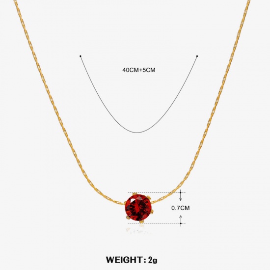 Immagine di 1 Pz Placcatura Sottovuoto Stile Ins Pietre Nascita Placcato Oro 18K 304 Acciaio Inossidabile Gennaio Collana Per Donne 40cm Lunghezza