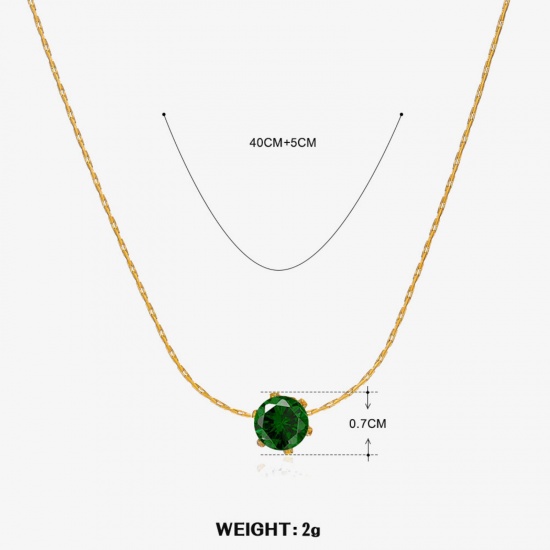 Immagine di 1 Pz Placcatura Sottovuoto Stile Ins Pietre Nascita Placcato Oro 18K 304 Acciaio Inossidabile Maggio Collana Per Donne 40cm Lunghezza