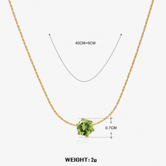 Immagine di 1 Pz Placcatura Sottovuoto Stile Ins Pietre Nascita Placcato Oro 18K 304 Acciaio Inossidabile Agosto Collana Per Donne 40cm Lunghezza