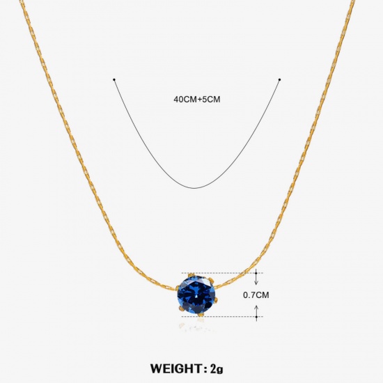 Immagine di 1 Pz Placcatura Sottovuoto Stile Ins Pietre Nascita Placcato Oro 18K 304 Acciaio Inossidabile Settembre Collana Per Donne 40cm Lunghezza