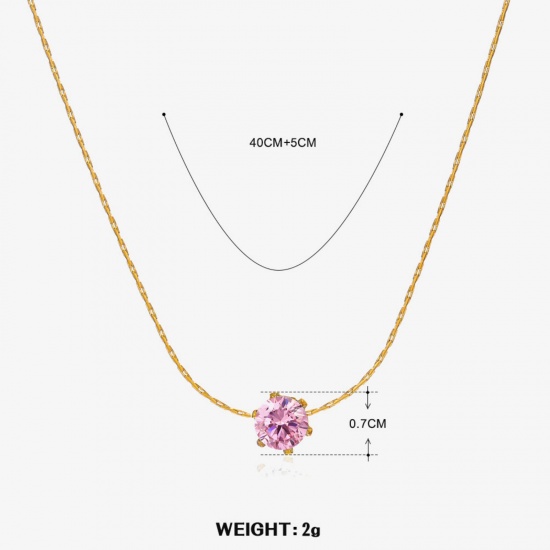 Immagine di 1 Pz Placcatura Sottovuoto Stile Ins Pietre Nascita Placcato Oro 18K 304 Acciaio Inossidabile Ottobre Collana Per Donne 40cm Lunghezza