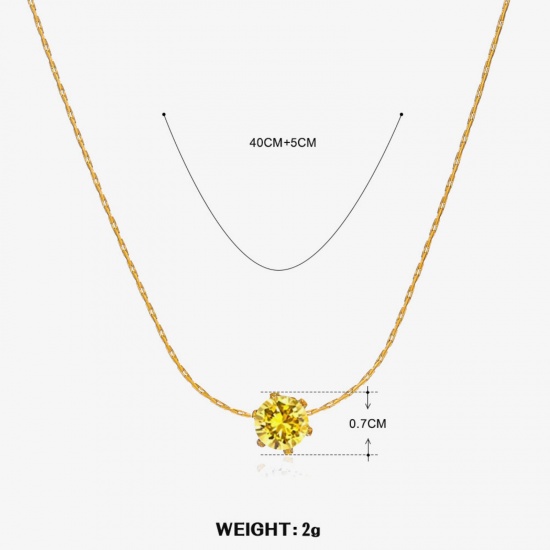 Immagine di 1 Pz Placcatura Sottovuoto Stile Ins Pietre Nascita Placcato Oro 18K 304 Acciaio Inossidabile Novembre Collana Per Donne 40cm Lunghezza