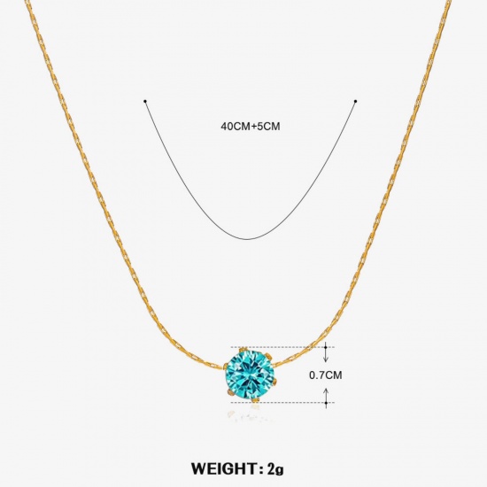 Immagine di 1 Pz Placcatura Sottovuoto Stile Ins Pietre Nascita Placcato Oro 18K 304 Acciaio Inossidabile Dicembre Collana Per Donne 40cm Lunghezza