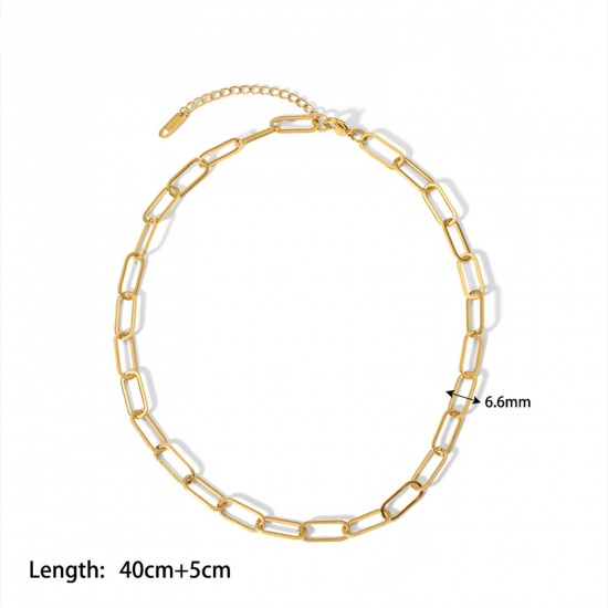 Imagen de 1 Unidad Respetuoso del Medio Ambiente Elegante Sencillo 18K Oro Real Chapado 304 Acero Inoxidable Catena di Fermagli Collares Para Mujeres 40cm longitud