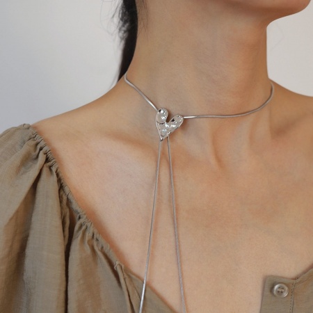 1 Unidad Elegante Sencillo Tono de Plata Acero Inoxidable Cadena de Serpiente Plana Corazón Ajustable Collar Jersey/Suéter Cadena larga Para Mujeres 87cm longitud 1 Unidad Elegante Sencillo Tono de Plata Acero Inoxidable Cadena de Serpiente Plana Corazón Ajustable Collar Jersey/Suéter Cadena larga Para Mujeres 87cm longitud