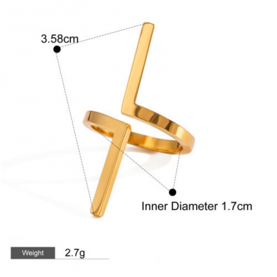 Immagine di 1 Pz Placcatura Sottovuoto PVD Ecologica Elegante Semplice 18K Vero Oro Placcato Acciaio Inossidabile Aperto Anello Per Donne 17mm (taglia di US: 6.5)