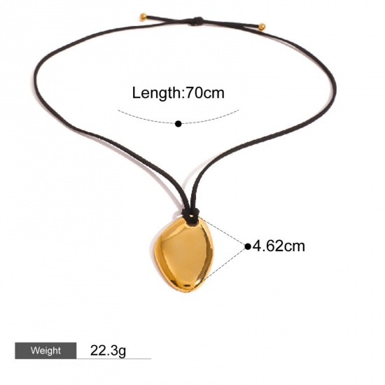 Picture of 1 Piece Eco-friendly PVD Vacuum Plating Retro Simple 18K Real Gold Plated Stainless Steel Cord Irregular Necklace Unisex 70cm(27.6") long