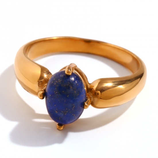 Imagen de 1 Unidad Recubrimiento al Vacío PVD Ecológico Elegante Sencillo 18K Oro Real Chapado Acero Inoxidable Circón incrustado Anillos Para Mujeres 17.3mm (US size 7)