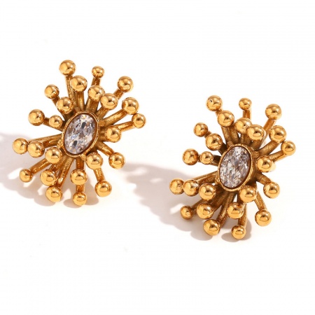 1 Paio Placcatura Sottovuoto PVD Ecologica Elegante Stile Ins 18K Vero Oro Placcato Acciaio Inossidabile Fuochi d'Artificio Smalto Orecchini a Perno Per Donne 21.8mm x 16mm