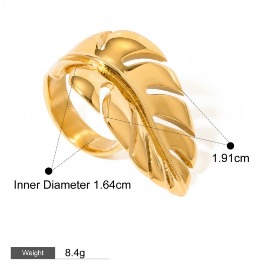 Picture of 1 Piece Eco-friendly PVD Vacuum Plating Stylish 18K Real Gold Plated Stainless Steel Open Rings For Women 16.3mm(US size 5.75)