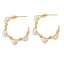 Picture of 1 Pair Eco-friendly Ins Style 18K Real Gold Plated Brass C Shaped Imitation Pearl Hoop Earrings For Women 3.3cm