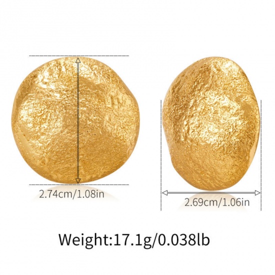 Imagen de 1 Pair Eco-friendly Stylish Ins Style 18K Real Gold Plated Brass Irregular Texture Ear Post Stud Earrings 27.4mm x 26.9mm