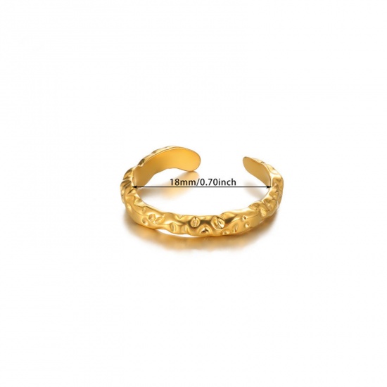 Imagen de 1 Unidad Recubrimiento al Vacío PVD Ecológico Elegante Exquisito Chapado en Oro de 18K 304 Acero Inoxidable Abierto Anillos Para Mujeres 18mm (US Size 7.75)