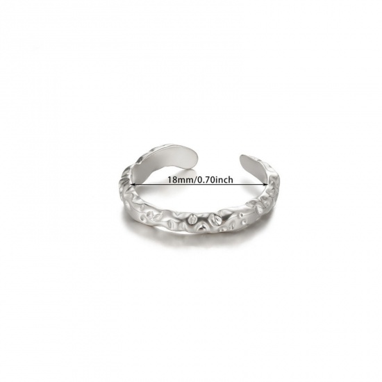 Imagen de 1 Unidad Elegante Exquisito Tono de Plata 304 Acero Inoxidable Abierto Anillos Para Mujeres 18mm (US Size 7.75)