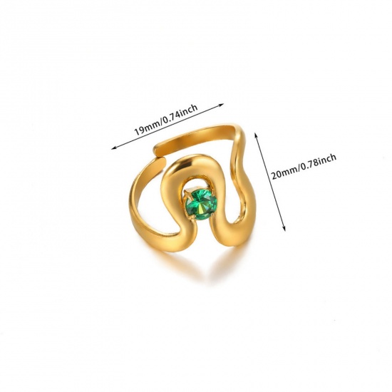 Imagen de 1 Unidad Recubrimiento al Vacío PVD Ecológico Elegante Exquisito Chapado en Oro de 18K 304 Acero Inoxidable Abierto Flor Anillos Para Mujeres 18mm (US Size 7.75)