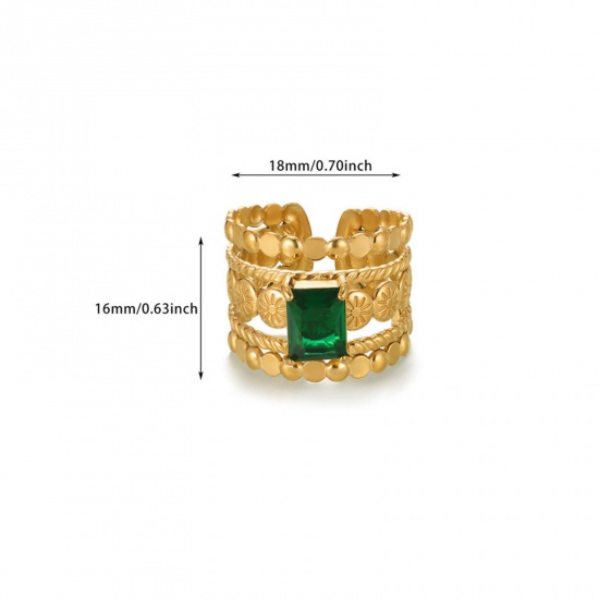 Imagen de 1 Unidad Recubrimiento al Vacío PVD Ecológico Elegante Exquisito Chapado en Oro de 18K 304 Acero Inoxidable Abierto Anillos Para Mujeres 18mm (US Size 7.75)