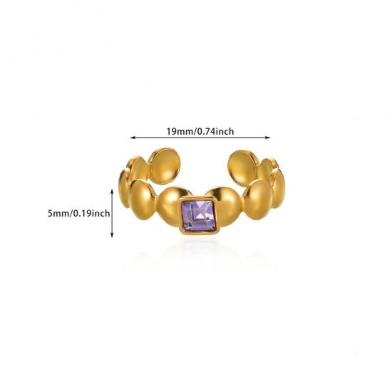 Imagen de 1 Unidad Recubrimiento al Vacío PVD Ecológico Elegante Exquisito Chapado en Oro de 18K 304 Acero Inoxidable Abierto Anillos Para Mujeres 18mm (US Size 7.75)
