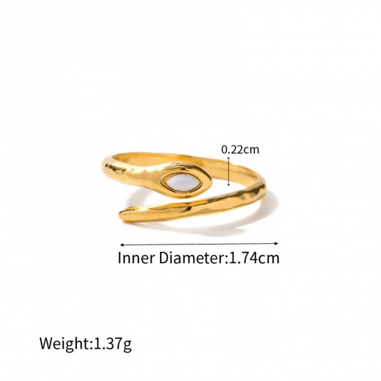 Picture of 1 Piece Eco-friendly PVD Vacuum Plating Retro 18K Real Gold Plated 304 Stainless Steel Open Snake Animal Wrap Rings Unisex Party 17.3mm(US Size 7)