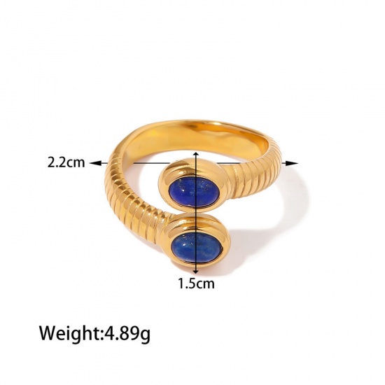 Picture of 1 Piece Eco-friendly PVD Vacuum Plating Retro 18K Real Gold Plated 304 Stainless Steel Open Snake Animal Wrap Rings Unisex Party 22mm(US Size 12.75)