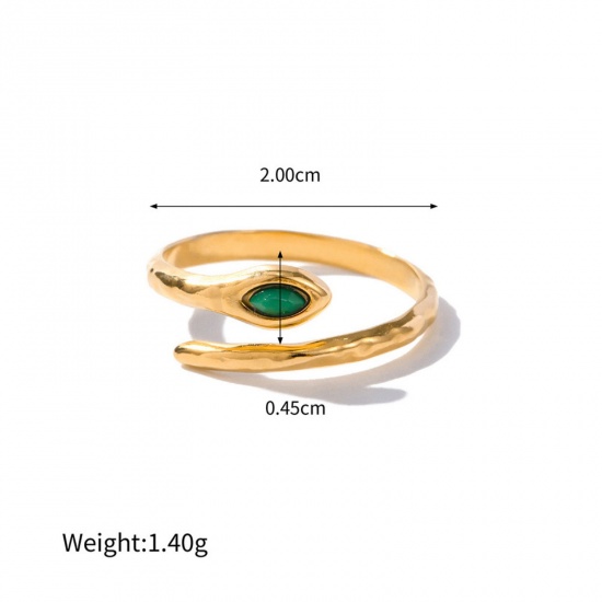 Picture of 1 Piece Eco-friendly PVD Vacuum Plating Retro 18K Real Gold Plated 304 Stainless Steel Open Snake Animal Wrap Rings Unisex Party 20mm(US Size 10.25)