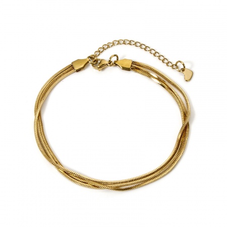 Bild von Großhandel 304 Edelstahl Schlangenkette Mehrschichtige Fußkette, 18K Vergoldet Umweltfreundlich, Frauen Stilvoll Elegant Geschenk Schmuckbedarf, 22.5cm lang, 1 Strang