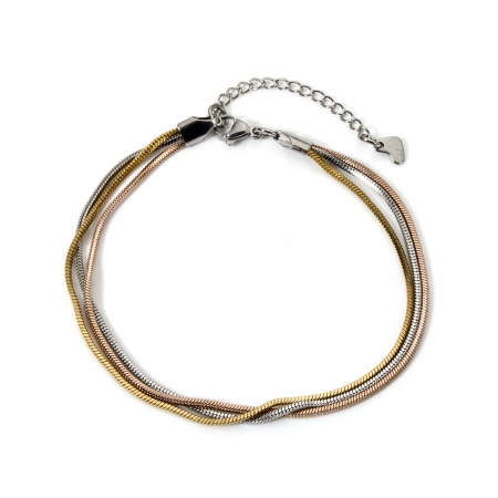 Bild von Großhandel 304 Edelstahl Schlangenkette Mehrschichtige Fußkette, Bunt Umweltfreundlich, Frauen Stilvoll Elegant Geschenk Schmuckbedarf, 22.5cm lang, 1 Strang