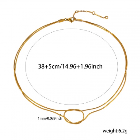 Picture of Eco-friendly Minimalist Elegant 304 Stainless Steel Snake Chain Knot Multilayer Choker Necklace For Women Gift