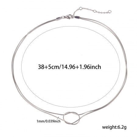Picture of Eco-friendly Minimalist Elegant 304 Stainless Steel Snake Chain Knot Multilayer Choker Necklace For Women Gift