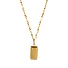 Image de 1 Pièce Collier à Pendentif Chaîne Maille Forçat Simple en 304 Acier Inoxydable Revêtement sous Vide PVD Respectueux de l'Environnement À la Mode Plaqué Or Véritable 18K Rectangle Carré Pour Femmes Cadeau 45cm + 5cm long