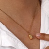 Image de 1 Pièce Collier à Pendentif Chaîne Maille Forçat Simple en 304 Acier Inoxydable Revêtement sous Vide PVD Respectueux de l'Environnement À la Mode Plaqué Or Véritable 18K Rectangle Carré Pour Femmes Cadeau 45cm + 5cm long