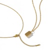 Image de 1 Pièce Collier à Pendentif Chaîne Maille Forçat Simple en 304 Acier Inoxydable Revêtement sous Vide PVD Respectueux de l'Environnement À la Mode Plaqué Or Véritable 18K Rectangle Carré Pour Femmes Cadeau 45cm + 5cm long