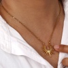 Picture of 1 Piece Eco-friendly Vacuum Plating Stylish Galaxy Gold Plated 304 Stainless Steel Link Cable Chain Sun Pendant Charm Necklace For Women Gift 47cm(18.5") + 4.5cm(1.8") long