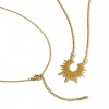 Picture of 1 Piece Eco-friendly Vacuum Plating Stylish Galaxy Gold Plated 304 Stainless Steel Link Cable Chain Sun Pendant Charm Necklace For Women Gift 47cm(18.5") + 4.5cm(1.8") long