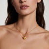 Imagen de 1 Unidad Dulce & Lindo día de San Valentín Chapado en Oro de 18K 304 Acero Inoxidable Cadena de Labios Corazón Collar con Colgante Para Mujeres 45cm + 5cm longitud