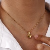 Picture of Wholesale Heart Pendant Charm Necklace, 18K Gold Plated 304 Stainless Steel Lips Chain, Women's Valentine's Day Sweet & Cute Gift Jewelry For Retailer, 45cm(17.7") + 5cm(2") long, 1 Piece