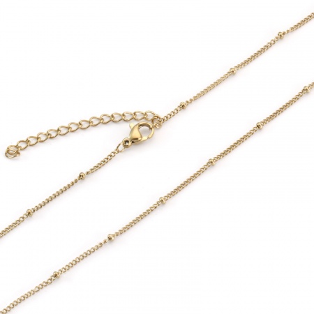 1 Piece Eco-friendly PVD Vacuum Plating Dainty 18K Real Gold Plated 304 Stainless Steel Beaded Chain Necklace For Women Gift 45cm(17.7") long, Chain Size: 1.5mm