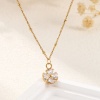 Image de 1 Pièce Collier à Pendentif Chaîne Maille Cheval Élégant en 304 Acier Inoxydable & Zircon Revêtement sous Vide PVD Respectueux de l'Environnement Exquis Plaqué Or Véritable 18K Transparent Trèfle à Quatre Feuilles Pour Femmes Cadeau 45cm + 5cm long