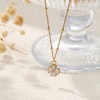 Image de 1 Pièce Collier à Pendentif Chaîne Maille Cheval Élégant en 304 Acier Inoxydable & Zircon Revêtement sous Vide PVD Respectueux de l'Environnement Exquis Plaqué Or Véritable 18K Transparent Trèfle à Quatre Feuilles Pour Femmes Cadeau 45cm + 5cm long