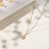 Image de 1 Pièce Collier à Pendentif Chaîne Maille Cheval Élégant en 304 Acier Inoxydable & Zircon Revêtement sous Vide PVD Respectueux de l'Environnement Exquis Plaqué Or Véritable 18K Transparent Trèfle à Quatre Feuilles Pour Femmes Cadeau 45cm + 5cm long