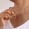 Picture of 1 Piece Eco-friendly Vacuum Plating Exquisite Ocean Jewelry Gold Plated Peachy Beige 304 Stainless Steel & Natural Pearl Link Cable Chain Tortoise Animal Fish Can Open Pendant Charm Necklace For Women Gift 48cm(18.9") + 5cm(2") long