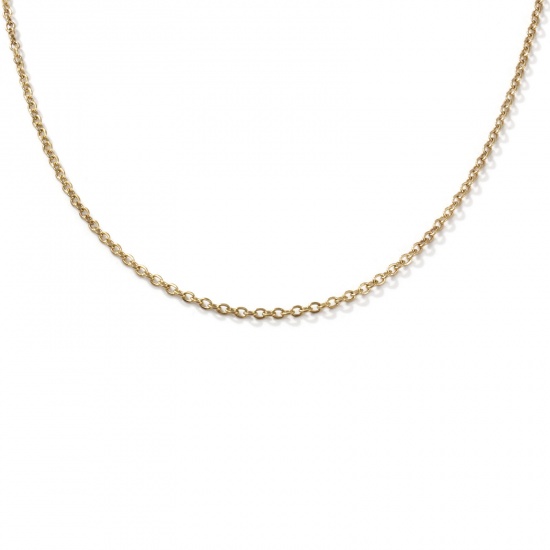 Picture of 1 Piece Eco-friendly PVD Vacuum Plating Minimalist 18K Real Gold Plated 304 Stainless Steel Link Cable Chain Necklace 45cm(17.7") + 5cm(2") long, Chain Size: 2.5mm