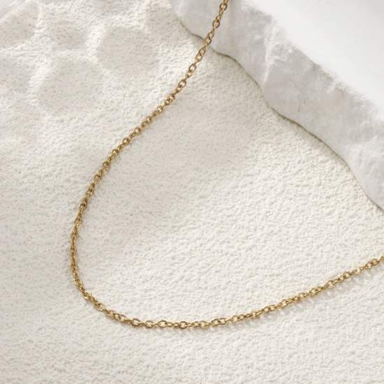 Picture of 1 Piece Eco-friendly PVD Vacuum Plating Minimalist 18K Real Gold Plated 304 Stainless Steel Link Cable Chain Necklace 45cm(17.7") + 5cm(2") long, Chain Size: 2.5mm
