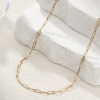 Picture of 1 Piece Eco-friendly PVD Vacuum Plating Minimalist 18K Real Gold Plated 304 Stainless Steel Paperclip Link Chain Necklace Unisex 42cm(16.5") + 5cm(2") long, Chain Size: 3mm