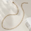 Picture of 1 Piece Eco-friendly PVD Vacuum Plating Minimalist 18K Real Gold Plated 304 Stainless Steel Paperclip Link Chain Necklace Unisex 42cm(16.5") + 5cm(2") long, Chain Size: 3mm