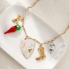 Picture of 1 Piece Eco-friendly Vacuum Plating Exquisite Cute 18K Real Gold Plated 304 Stainless Steel & Lampwork Glass Paperclip Link Chain Pendant Charm Necklace For Women Gift 42cm(16.5") + 5cm(2") long