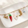 Picture of 1 Piece Eco-friendly Vacuum Plating Exquisite Cute 18K Real Gold Plated 304 Stainless Steel & Lampwork Glass Paperclip Link Chain Pendant Charm Necklace For Women Gift 42cm(16.5") + 5cm(2") long