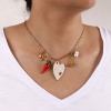 Picture of 1 Piece Eco-friendly Vacuum Plating Exquisite Cute 18K Real Gold Plated 304 Stainless Steel & Lampwork Glass Paperclip Link Chain Pendant Charm Necklace For Women Gift 42cm(16.5") + 5cm(2") long