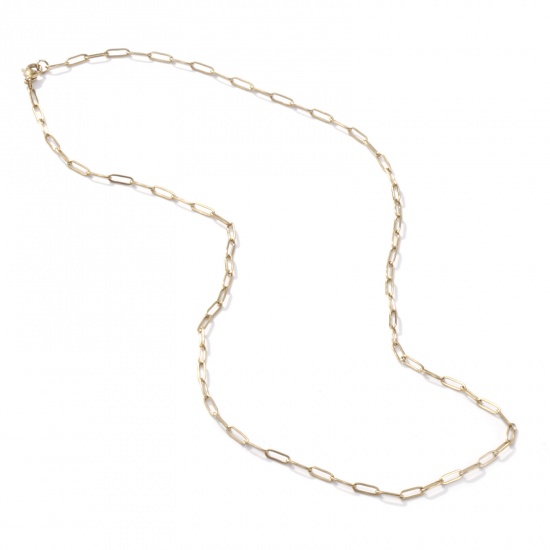 Picture of 1 Piece Eco-friendly PVD Vacuum Plating Minimalist 18K Gold Plated 304 Stainless Steel Paperclip Link Chain Necklace Unisex 60cm(23.6") long, Chain Size: 3mm